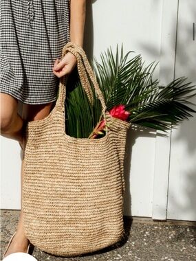 Casa Clara raffia beach bag  Straw Tote Bag - Natural Tan oversized !
